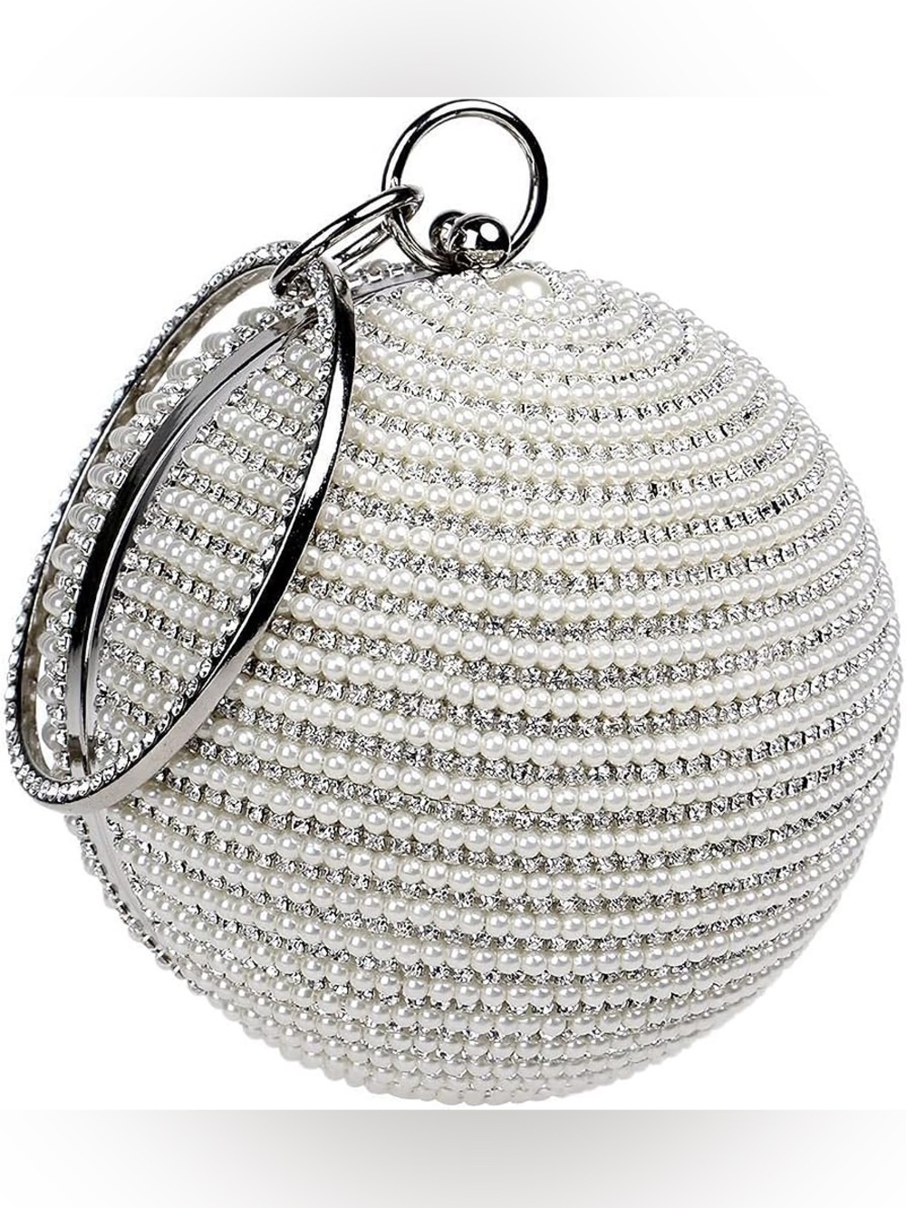 NWT Pearl Clutch Purse Sparkling Bling Swarovski Crystal Rhinestone Bag +Gift